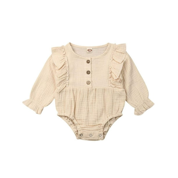 Toddlers Baby Girls Cotton Clothes Long Sleeve Romper Bodysuit Jumpsuit Outfits